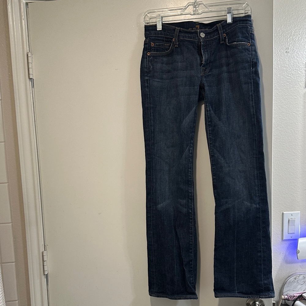 7 For All Mankind Dark Blue Straight Leg Jeans